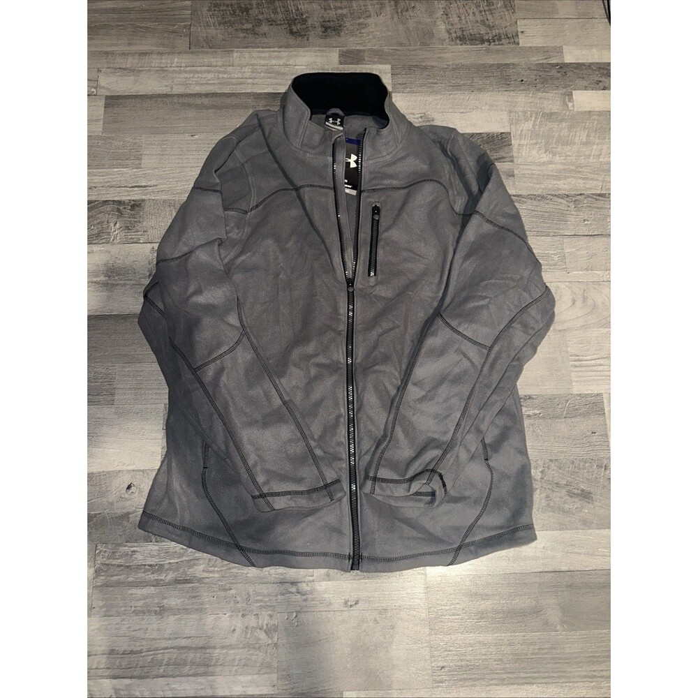 Under Armour Men's Fleece Zip Up Jacket Gray With Pockets Zippers Mens Size XL